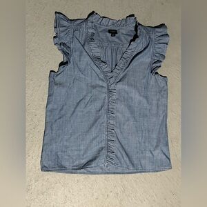 J. CREW 100% Cotton Blue Denim style flutter sleeve Top Medium Womens